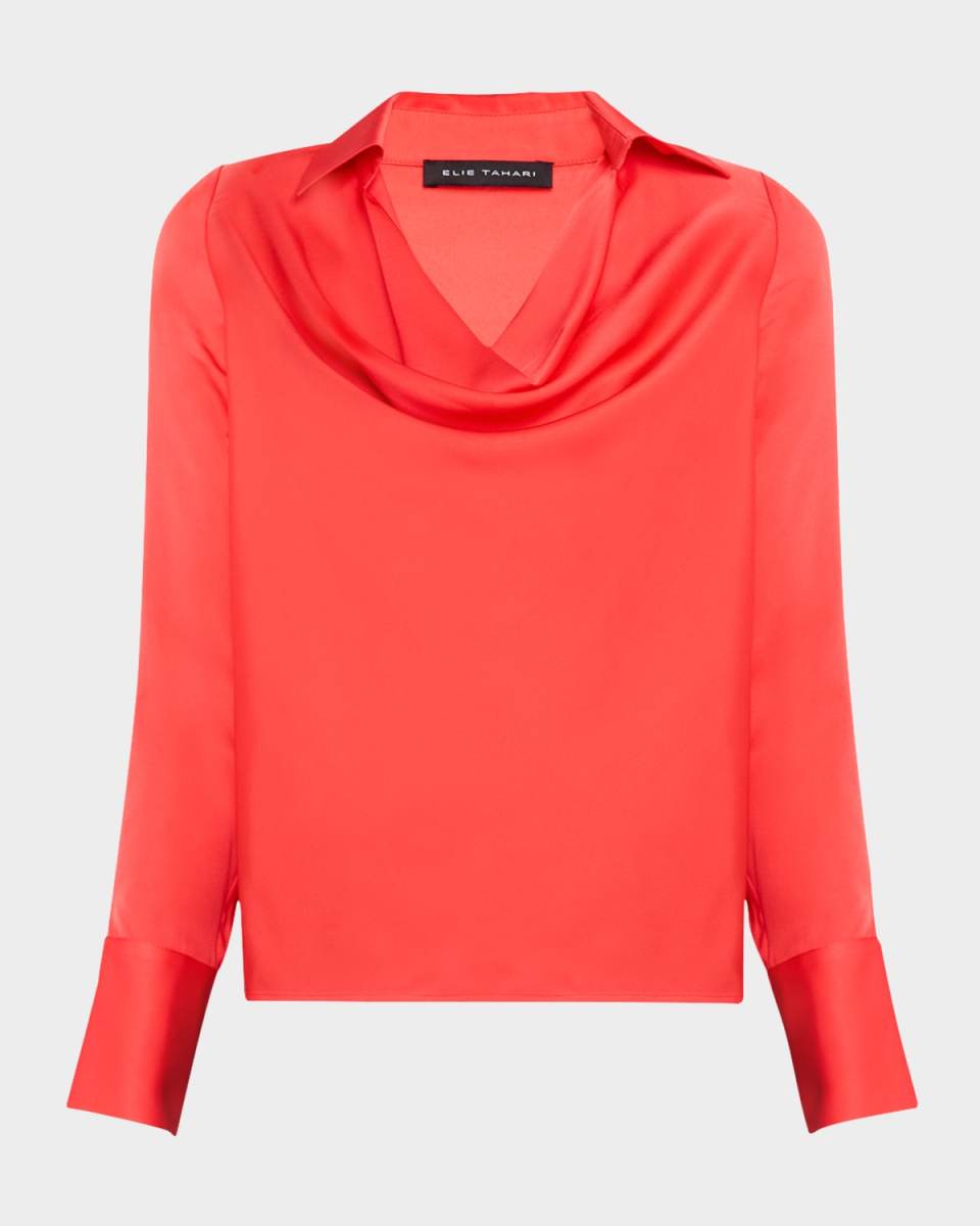 The Ciaran Cowl-Neck Stretch Silk Blouse